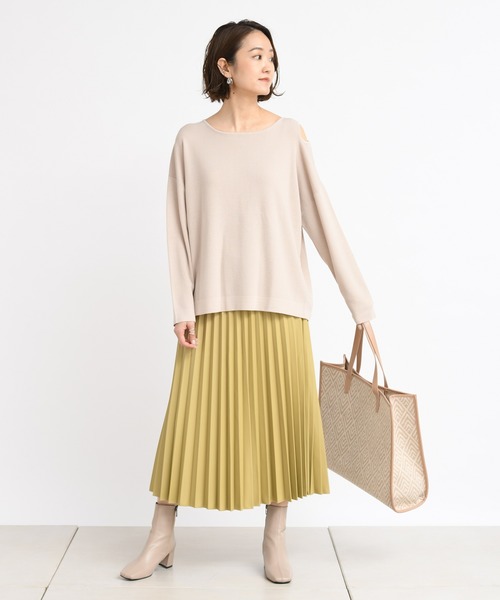 DouDou（ドゥドゥ）の「ショルダースリットプルオーバー（ニット/セーター・レディース・グレイッシュベージュ/グリーン/バイオレット・FREE）」の16枚目の写真