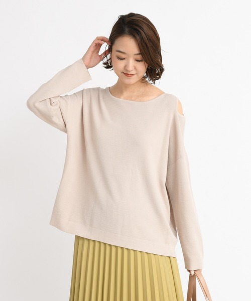 DouDou（ドゥドゥ）の「ショルダースリットプルオーバー（ニット/セーター・レディース・グレイッシュベージュ/グリーン/バイオレット・FREE）」の20枚目の写真