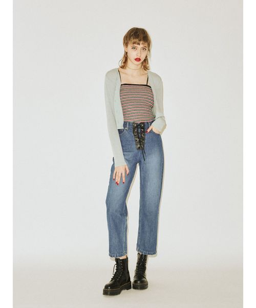 jouetie（ジュエティ）の「ラメボーダーニットキャミソール（キャミソール・レディース・ブラック/レッド/ピンク・MEDIUM）」の13枚目の写真