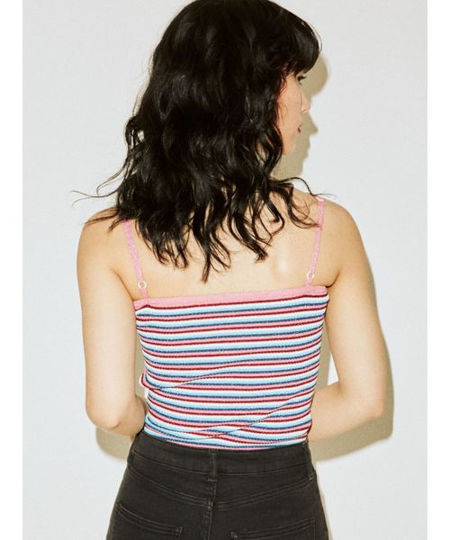 jouetie（ジュエティ）の「ラメボーダーニットキャミソール（キャミソール・レディース・ブラック/レッド/ピンク・MEDIUM）」の9枚目の写真