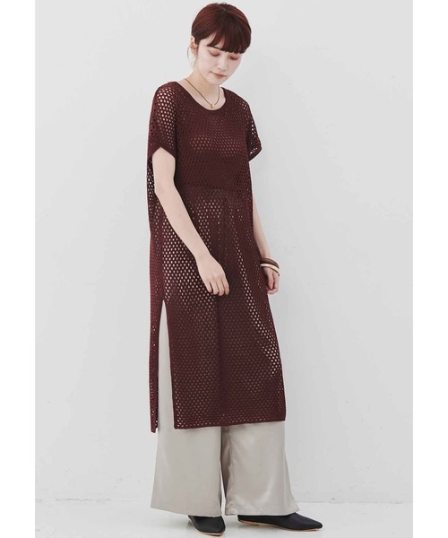 MEDE19F(メデジュウキュウ)の「MEDE19F メッシュニットチュニック(チュニック・レディース・カーキ/ボルドー・MEDIUM/LARGE/X-LARGE/XX-LARGE)」の3枚目の写真