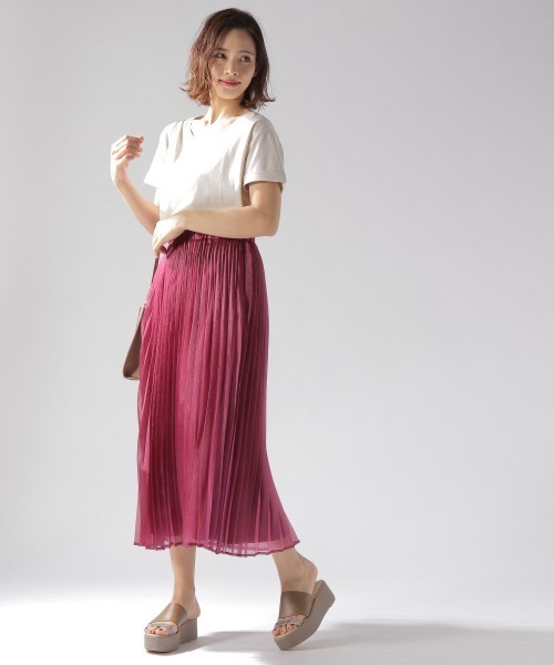 BAYFLOW(ベイフロー)の「シアーランダムプリーツスカート(スカート・レディース・ライトグレー/パープル/グリーン/キャメル・SMALL/MEDIUM)」の5枚目の写真