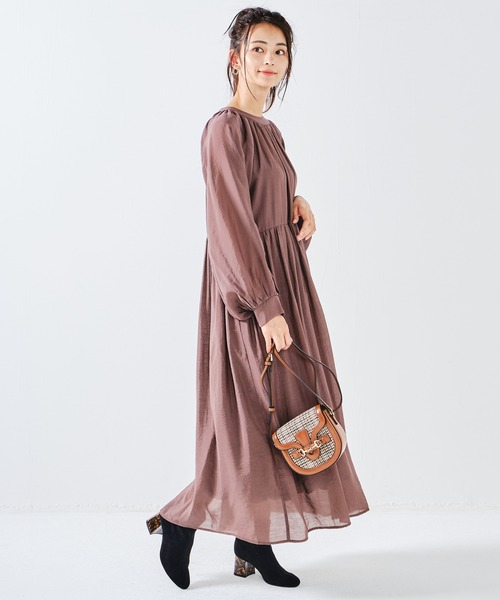 CONSCIOUS DAY（コンシャスデイ）の「バックリボン2wayギャザーワンピース（ワンピース・レディース・ベージュ/ブラウン/ピンク・ﾌﾘ-）」の2枚目の写真