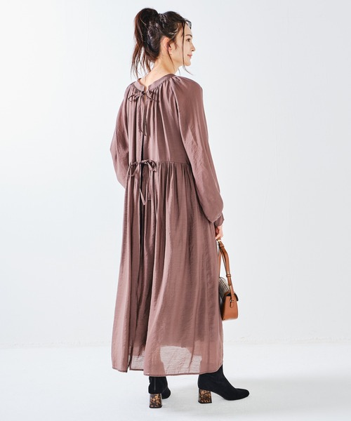 CONSCIOUS DAY（コンシャスデイ）の「バックリボン2wayギャザーワンピース（ワンピース・レディース・ベージュ/ブラウン/ピンク・ﾌﾘ-）」の5枚目の写真