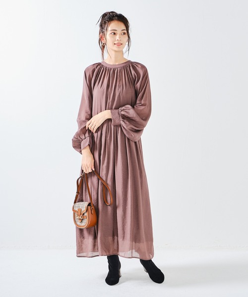 CONSCIOUS DAY（コンシャスデイ）の「バックリボン2wayギャザーワンピース（ワンピース・レディース・ベージュ/ブラウン/ピンク・ﾌﾘ-）」の4枚目の写真