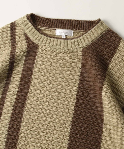 NILWAY(ニルウェイ)の「モヘアタッチ配色ストライプスーパーオーバーサイズニット(ニット/セーター・メンズ・ブラウン系/ベージュ系/ベージュ系1・FREE)」の6枚目の写真