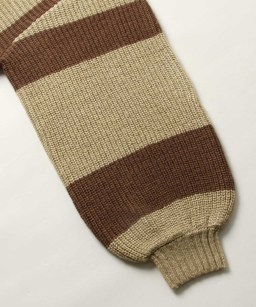 NILWAY(ニルウェイ)の「モヘアタッチ配色ストライプスーパーオーバーサイズニット(ニット/セーター・メンズ・ブラウン系/ベージュ系/ベージュ系1・FREE)」の7枚目の写真