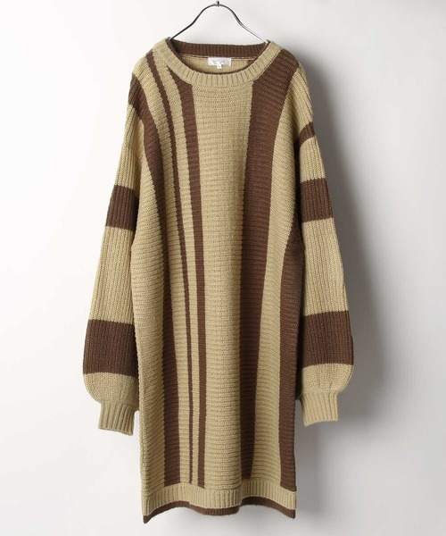 NILWAY(ニルウェイ)の「モヘアタッチ配色ストライプスーパーオーバーサイズニット(ニット/セーター・メンズ・ブラウン系/ベージュ系/ベージュ系1・FREE)」の15枚目の写真