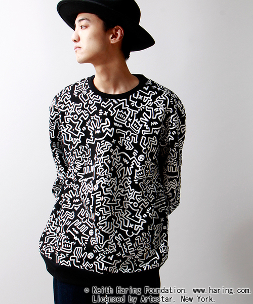 WEGO（ウィゴー）の「WEGO/Keith Haring(キースヘリング) スウェット（スウェット・メンズ・ホワイト/ブラック・LARGE/MEDIUM）」の2枚目の写真