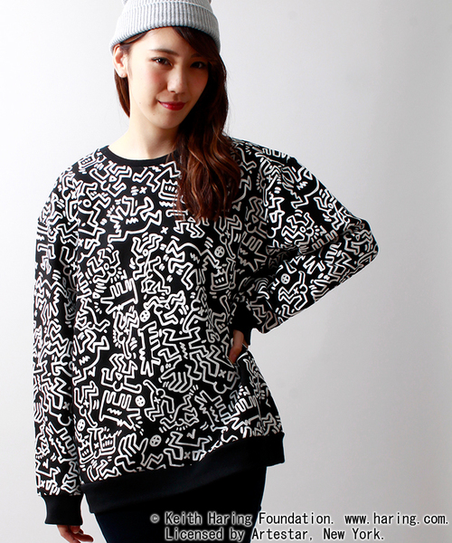 WEGO（ウィゴー）の「WEGO/Keith Haring(キースヘリング) スウェット（スウェット・メンズ・ホワイト/ブラック・LARGE/MEDIUM）」の3枚目の写真