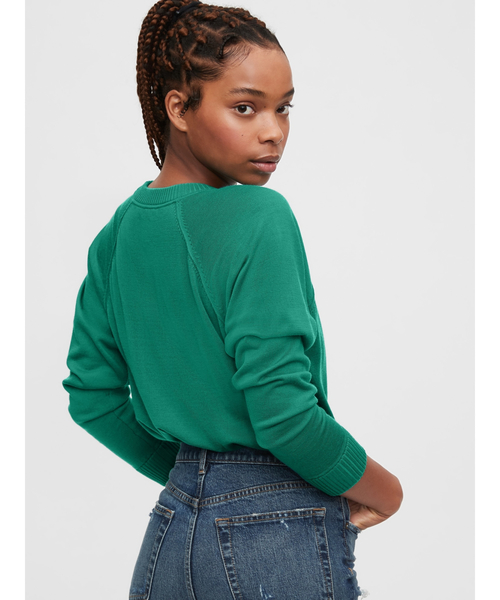 メリノクルーネックセーター グリーン セーター ファイン メリノウール100％ クルーネックセーター 長袖 レディース ロングセラー ニット 軽い エクストラファインメリノウール使用  手洗い可 無地 M L LL 3L 大きいサイズ | デイリーライフ通販店レディハート