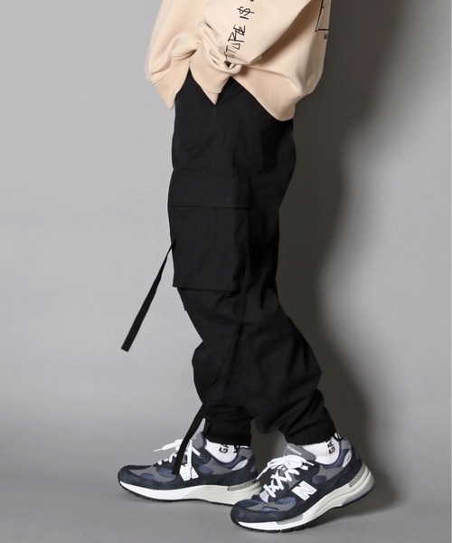 JACKROSE × luv maisonブラックカーゴパンツ　古着 ジャックローズ ハーフパンツ カーゴパンツ 黒 コーティング斑系