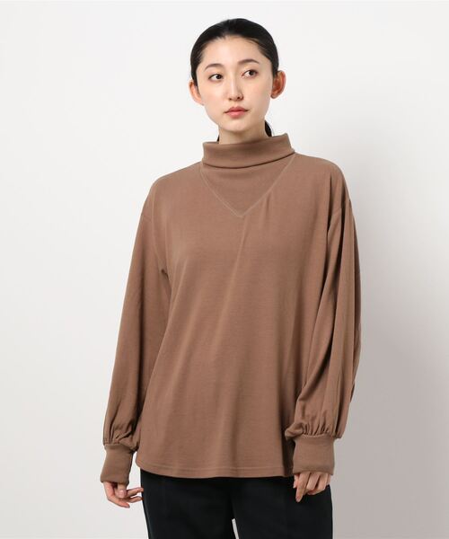 STYLEBLOCK(スタイルブロック)の「起毛ベア天リブ切替タートルプルオーバー(Tシャツ/カットソー・レディース・ブラック/ベージュ/カーキ/アイボリー・M)」の7枚目の写真
