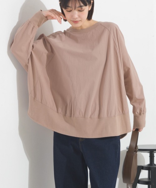 OMNES（オムネス）の「塩縮加工 タイプライター リブ切替ラグランプルオーバー（シャツ/ブラウス・レディース・ホワイト/ブラック/ベージュ/ブルー系その他/サックスブルー系/ブラウン/ライトグレー/モカ・FREE）」の6枚目の写真