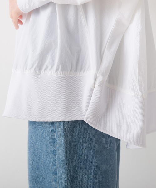 OMNES（オムネス）の「塩縮加工 タイプライター リブ切替ラグランプルオーバー（シャツ/ブラウス・レディース・ホワイト/ブラック/ベージュ/ブルー系その他/サックスブルー系/ブラウン/ライトグレー/モカ・FREE）」の11枚目の写真