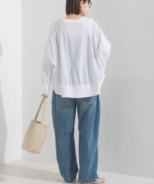 OMNES（オムネス）の「塩縮加工 タイプライター リブ切替ラグランプルオーバー（シャツ/ブラウス・レディース・ホワイト/ブラック/ベージュ/ブルー系その他/サックスブルー系/ブラウン/ライトグレー/モカ・FREE）」の18枚目の写真