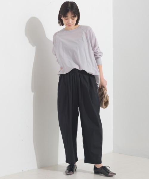 OMNES（オムネス）の「塩縮加工 タイプライター リブ切替ラグランプルオーバー（シャツ/ブラウス・レディース・ホワイト/ブラック/ベージュ/ブルー系その他/サックスブルー系/ブラウン/ライトグレー/モカ・FREE）」の22枚目の写真