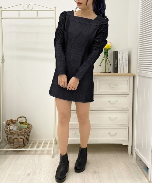 apres jour(アプレジュール)の「デニム袖デザインワンピース【ZOZOTOWN限定アイテム】(ワンピース・レディース・インディゴブルー/ブラック・X-LARGE/フリー)」の8枚目の写真