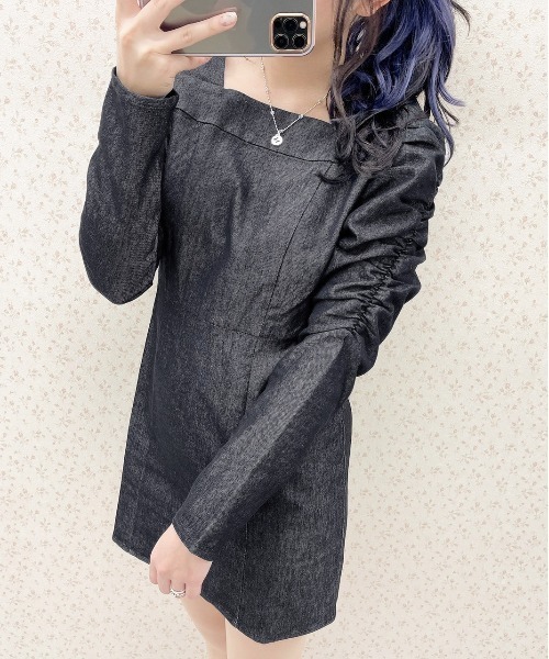 apres jour(アプレジュール)の「デニム袖デザインワンピース【ZOZOTOWN限定アイテム】(ワンピース・レディース・インディゴブルー/ブラック・X-LARGE/フリー)」の9枚目の写真
