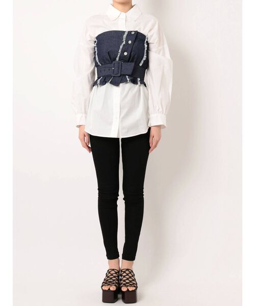 EMODA（エモダ）の「フリンジビスチェシャツ（シャツ/ブラウス・レディース・インディゴブルー/ベージュ/ブラック・FREE）」の9枚目の写真