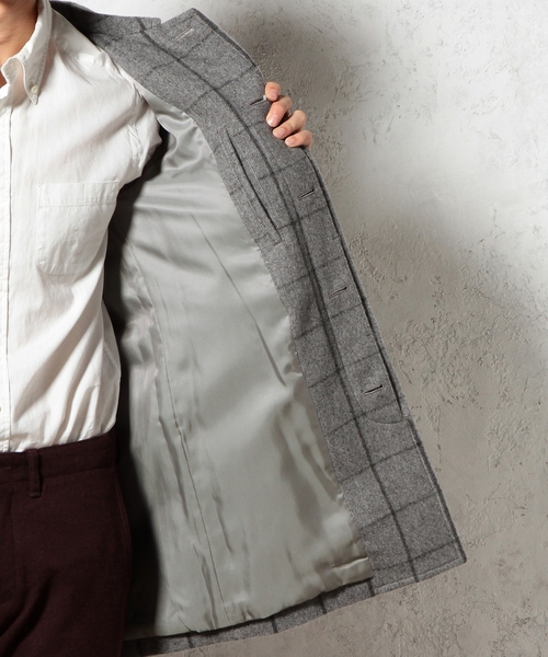 green label relaxing（グリーンレーベルリラクシング）の「□W/P SHAGGY STN コート ◆（ステンカラーコート・メンズ・グレー/ネイビー・SMALL/MEDIUM/LARGE）」の6枚目の写真