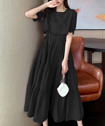 LUGG NAGG | 【M～XL対応】セットアップ風ドッキングティアードワンピース(ワンピース)