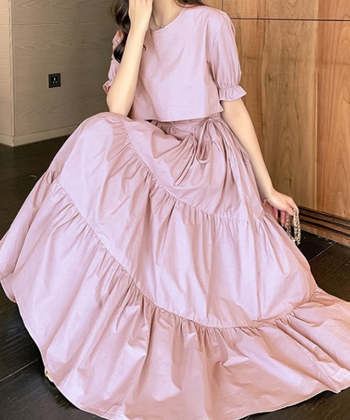 LUGG NAGG（ラグナグ）の「【M～XL対応】セットアップ風ドッキングティアードワンピース（ワンピース・レディース・ブラック/ピンクベージュ/ラベンダー/ローズ/ライトグリーン・LARGE/MEDIUM/X-LARGE）」の10枚目の写真