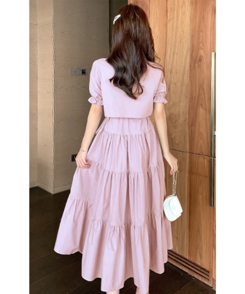 LUGG NAGG（ラグナグ）の「【M～XL対応】セットアップ風ドッキングティアードワンピース（ワンピース・レディース・ブラック/ピンクベージュ/ラベンダー/ローズ/ライトグリーン・LARGE/MEDIUM/X-LARGE）」の12枚目の写真