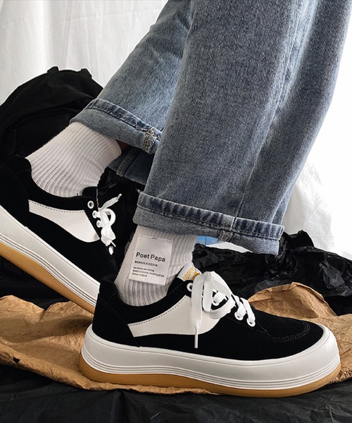 aimoha(アイモハ)の「厚底カジュアルシューズ(スニーカー・メンズ・ブラック/グリーン・26.0cm/25.0cm/26.5cm/27.0cm/25.5cm)」の2枚目の写真