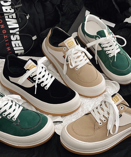 aimoha(アイモハ)の「厚底カジュアルシューズ(スニーカー・メンズ・ブラック/グリーン・26.0cm/25.0cm/26.5cm/27.0cm/25.5cm)」の6枚目の写真