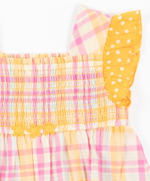 KP（ケーピー）の「シャーリングチェックワンピース(100-130cm)（ワンピース・キッズ・ブルー系その他/オレンジ・130cm/100cm/120cm/110cm）」の6枚目の写真