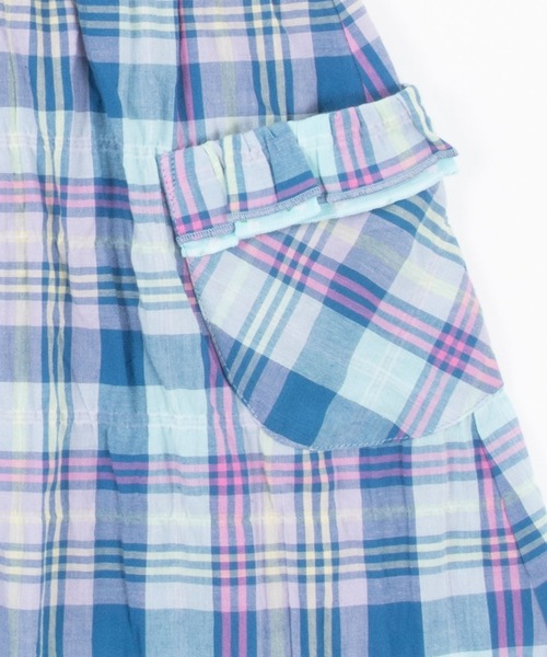 KP（ケーピー）の「シャーリングチェックワンピース(100-130cm)（ワンピース・キッズ・ブルー系その他/オレンジ・130cm/100cm/120cm/110cm）」の4枚目の写真