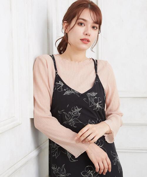 Allamanda(アラマンダ)の「シアープリーツキャミSET長袖(Tシャツ/カットソー・レディース・ブラック/ブラウン/アイボリー/ブルーグレー/ピンクベージュ・M)」の5枚目の写真