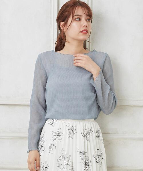 Allamanda(アラマンダ)の「シアープリーツキャミSET長袖(Tシャツ/カットソー・レディース・ブラック/ブラウン/アイボリー/ブルーグレー/ピンクベージュ・M)」の4枚目の写真