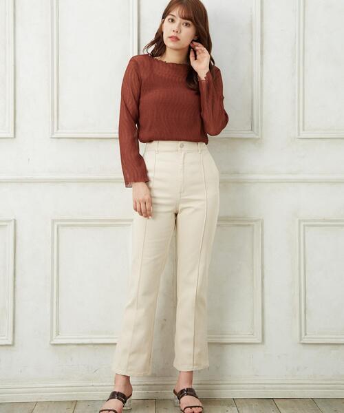 Allamanda(アラマンダ)の「シアープリーツキャミSET長袖(Tシャツ/カットソー・レディース・ブラック/ブラウン/アイボリー/ブルーグレー/ピンクベージュ・M)」の14枚目の写真