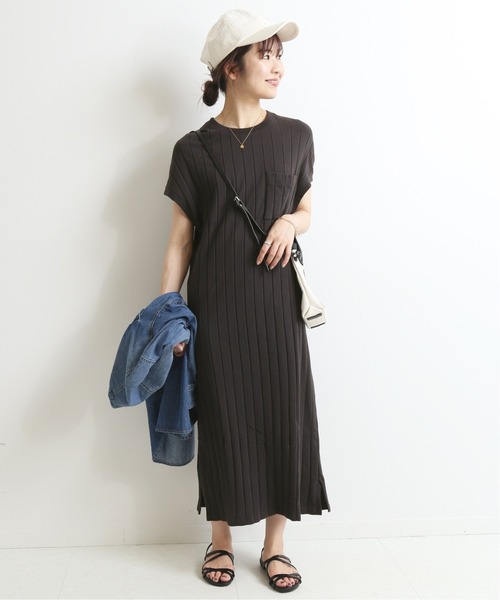 SLOBE IENA（スローブイエナ）の「ピースダイワイドリブワンピース【手洗い可能】◆（ワンピース・レディース・ベージュ/ホワイト/グレー・FREE）」の4枚目の写真