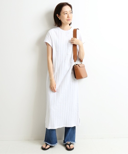 SLOBE IENA（スローブイエナ）の「ピースダイワイドリブワンピース【手洗い可能】◆（ワンピース・レディース・ベージュ/ホワイト/グレー・FREE）」の5枚目の写真