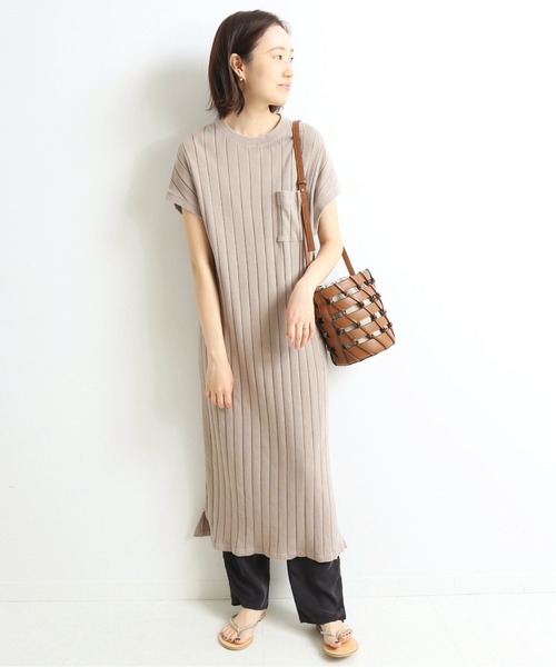 SLOBE IENA（スローブイエナ）の「ピースダイワイドリブワンピース【手洗い可能】◆（ワンピース・レディース・ベージュ/ホワイト/グレー・FREE）」の6枚目の写真