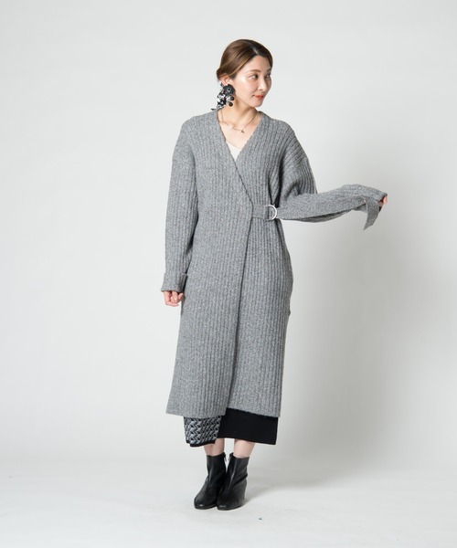 LAYMEE（レイミー）の「Vinca knit coat / ヴィンカニットコート（その他アウター・レディース・アイボリー/グレー/ミント・FREE）」の2枚目の写真