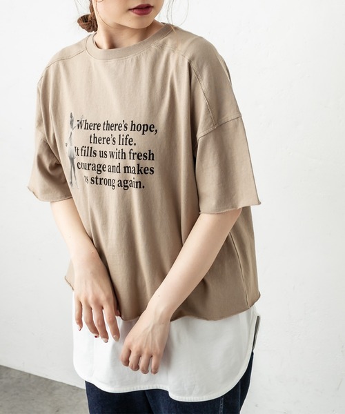PUAL CE CIN(ピュアルセシン)の「フォトプリントショート丈ショートスリーブTシャツ(Tシャツ/カットソー・レディース・ホワイト系1/ホワイト系2/ライトグレー/ベージュ・FREE)」の4枚目の写真