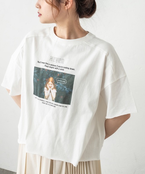 PUAL CE CIN(ピュアルセシン)の「フォトプリントショート丈ショートスリーブTシャツ(Tシャツ/カットソー・レディース・ホワイト系1/ホワイト系2/ライトグレー/ベージュ・FREE)」の18枚目の写真