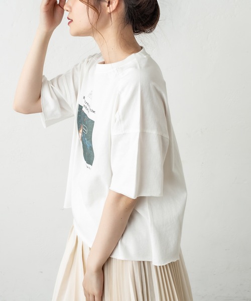 PUAL CE CIN(ピュアルセシン)の「フォトプリントショート丈ショートスリーブTシャツ(Tシャツ/カットソー・レディース・ホワイト系1/ホワイト系2/ライトグレー/ベージュ・FREE)」の13枚目の写真