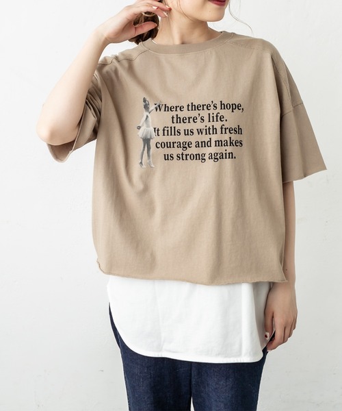 PUAL CE CIN(ピュアルセシン)の「フォトプリントショート丈ショートスリーブTシャツ(Tシャツ/カットソー・レディース・ホワイト系1/ホワイト系2/ライトグレー/ベージュ・FREE)」の11枚目の写真