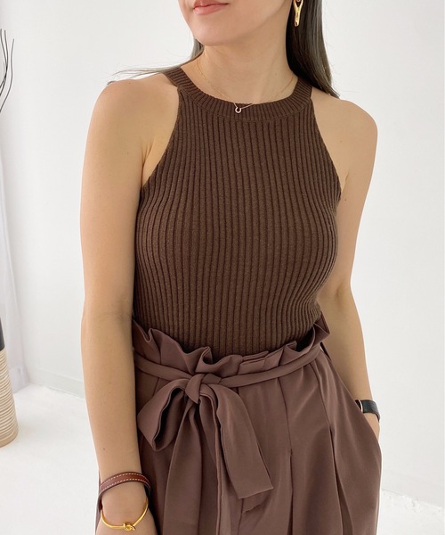 StyleSea(スタイルシー)の「コットンリブアメスリTOPS(タンクトップ・レディース・ブラック/ベージュ/ブラウン/オフホワイト/オリーブ・FREE)」の4枚目の写真