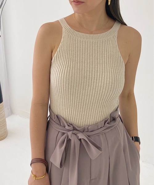 StyleSea(スタイルシー)の「コットンリブアメスリTOPS(タンクトップ・レディース・ブラック/ベージュ/ブラウン/オフホワイト/オリーブ・FREE)」の2枚目の写真