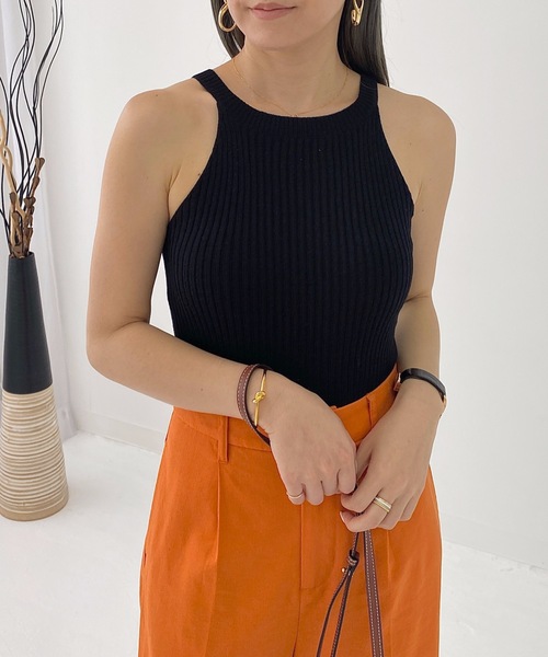 StyleSea(スタイルシー)の「コットンリブアメスリTOPS(タンクトップ・レディース・ブラック/ベージュ/ブラウン/オフホワイト/オリーブ・FREE)」の3枚目の写真