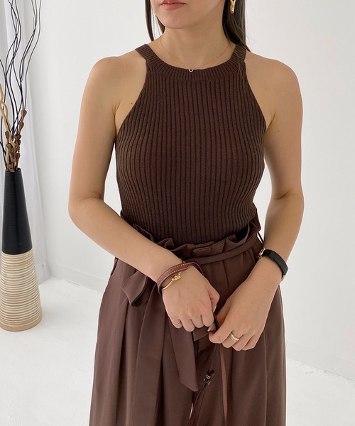 StyleSea(スタイルシー)の「コットンリブアメスリTOPS(タンクトップ・レディース・ブラック/ベージュ/ブラウン/オフホワイト/オリーブ・FREE)」の8枚目の写真