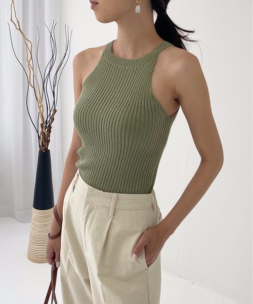 StyleSea(スタイルシー)の「コットンリブアメスリTOPS(タンクトップ・レディース・ブラック/ベージュ/ブラウン/オフホワイト/オリーブ・FREE)」の14枚目の写真