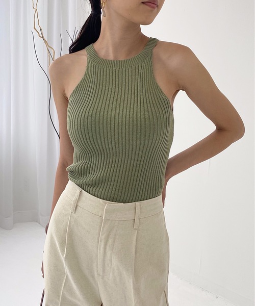 StyleSea(スタイルシー)の「コットンリブアメスリTOPS(タンクトップ・レディース・ブラック/ベージュ/ブラウン/オフホワイト/オリーブ・FREE)」の19枚目の写真