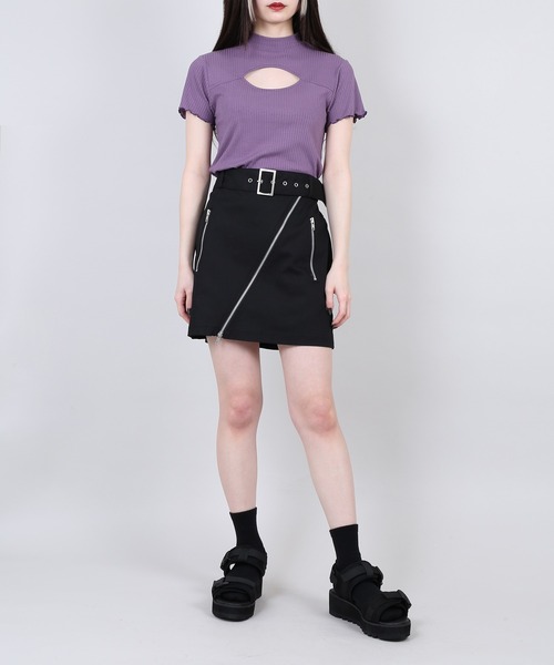 PUNYUS（プニュズ）の「カットアウトリブトップス（Tシャツ/カットソー・レディース・ブラウン/パープル/グリーン/ピンク・1/3/4/2）」の8枚目の写真